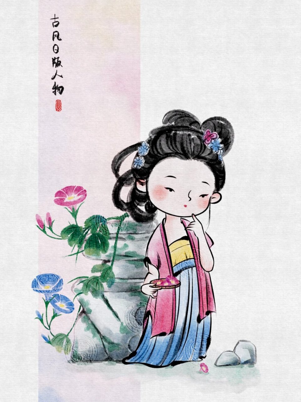 国风水墨q版人物