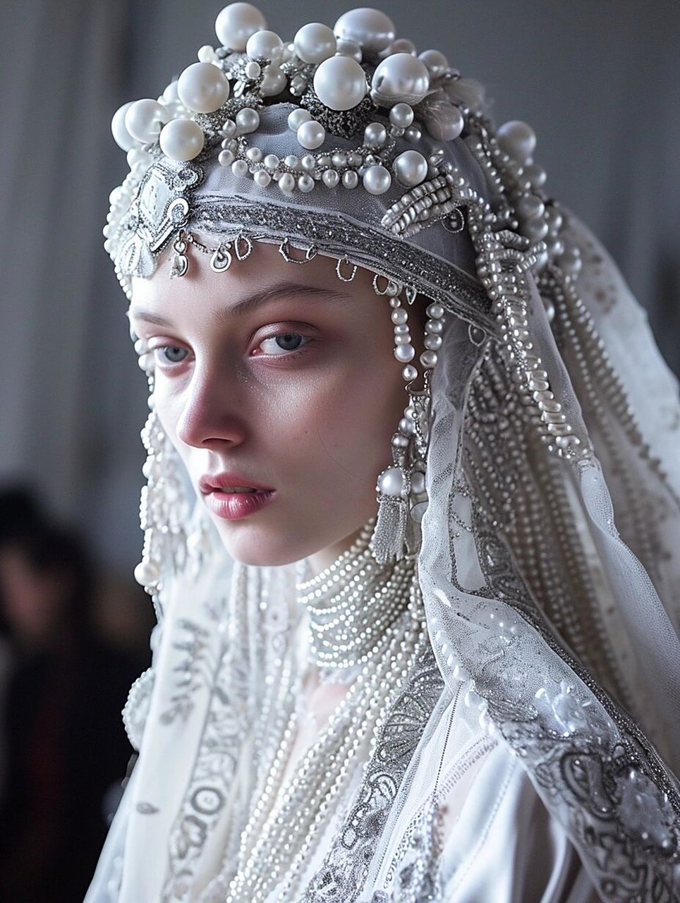 斯拉夫风格服饰头饰  这一颗颗的大珍珠真是让人心动!