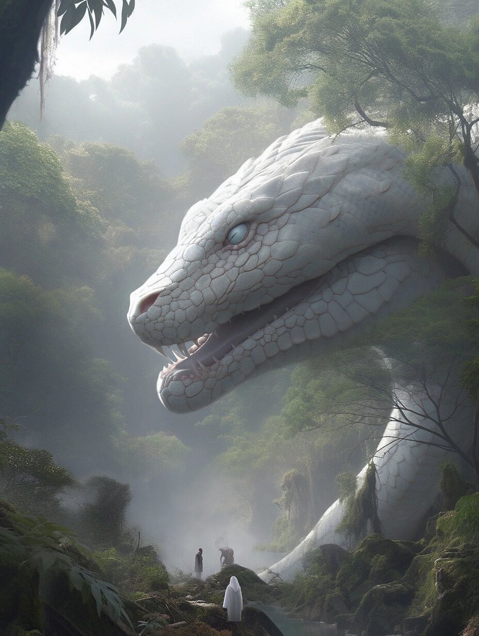 神农架禁区,惊现万年白蟒 这条巨蟒长达数十米  通体雪白,据说已有上