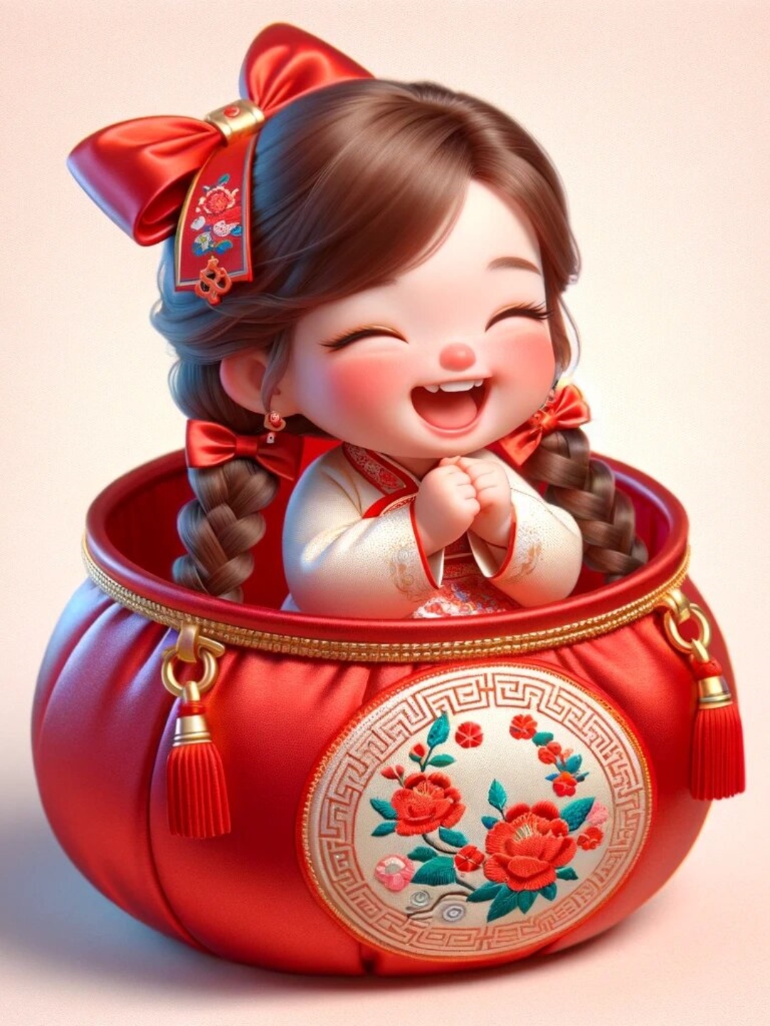 可爱男娃女娃小宝宝拜年啦