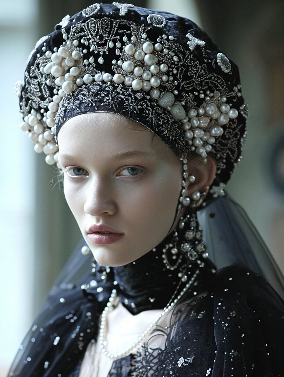 斯拉夫风格服饰头饰  这一颗颗的大珍珠真是让人心动!