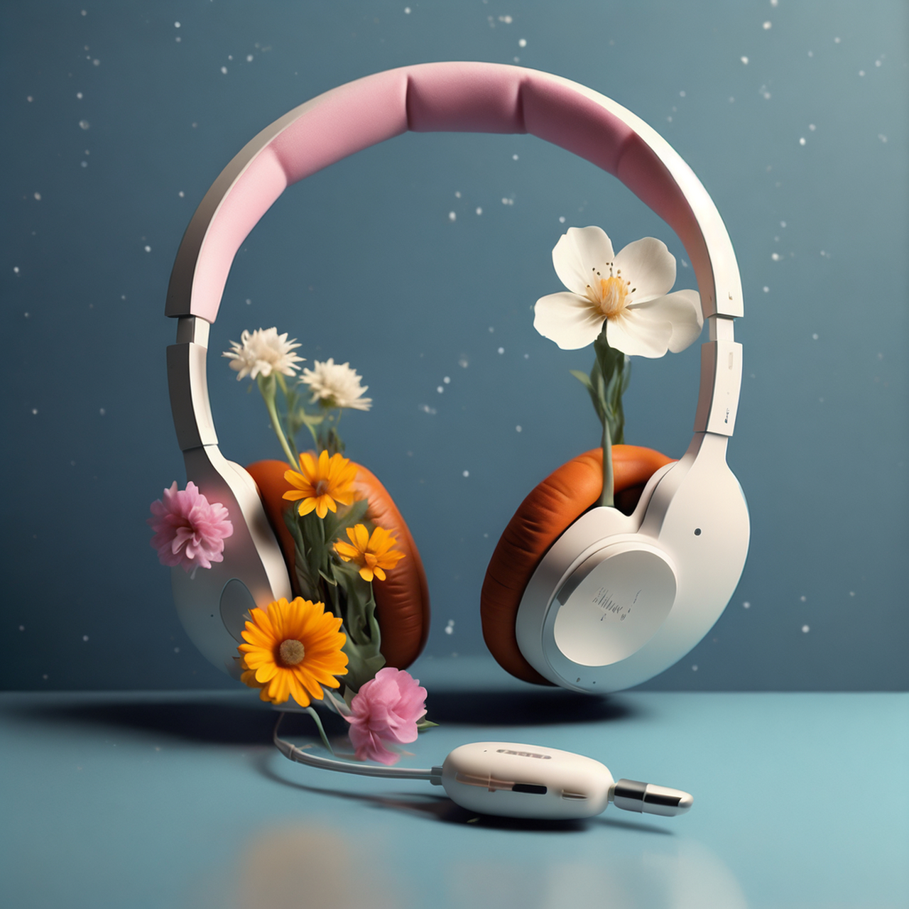小清新风头像图片——耳机与花儿 戴上耳机,聆听自己的心声 #最靓头像