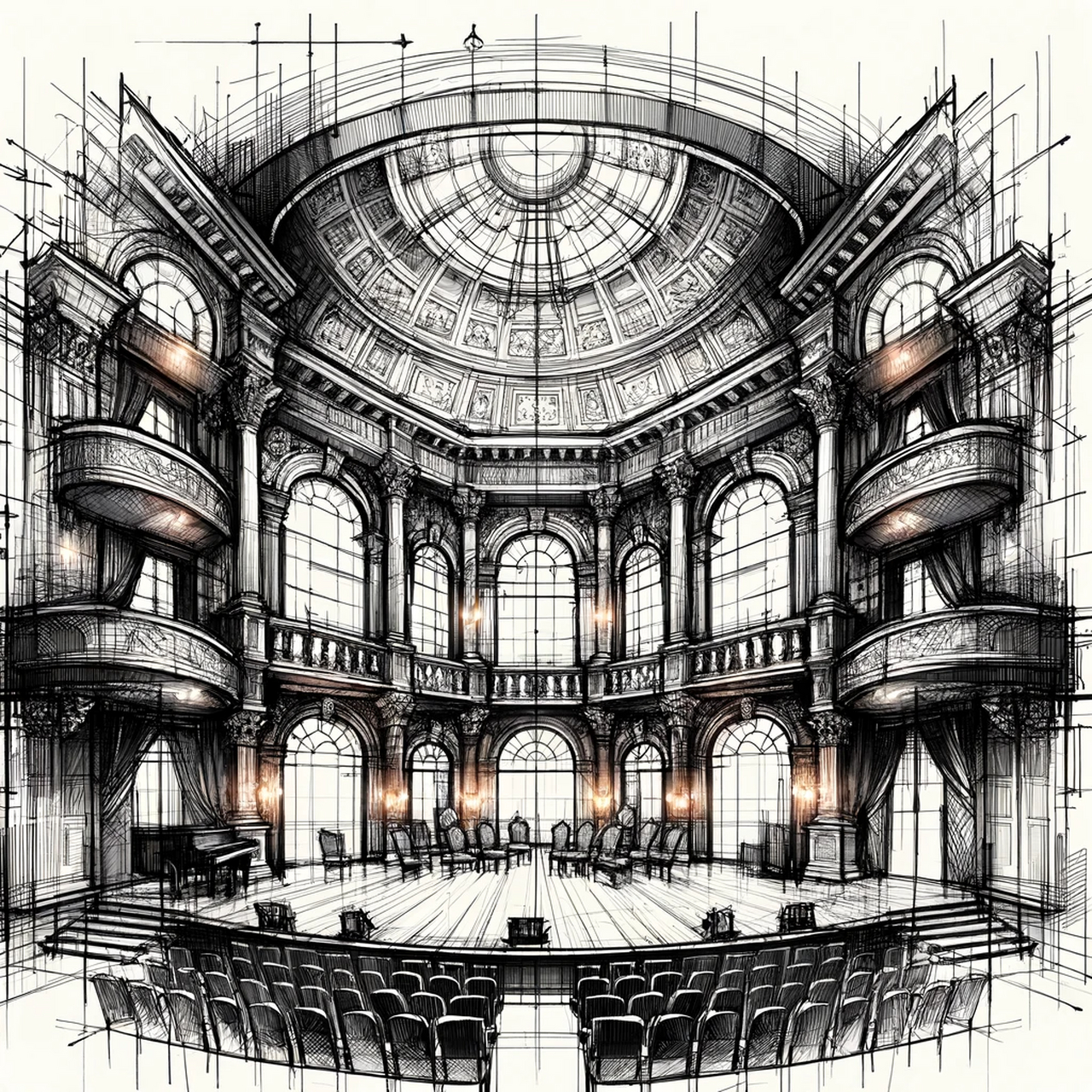 舞台结构手稿可以是平面或立体的