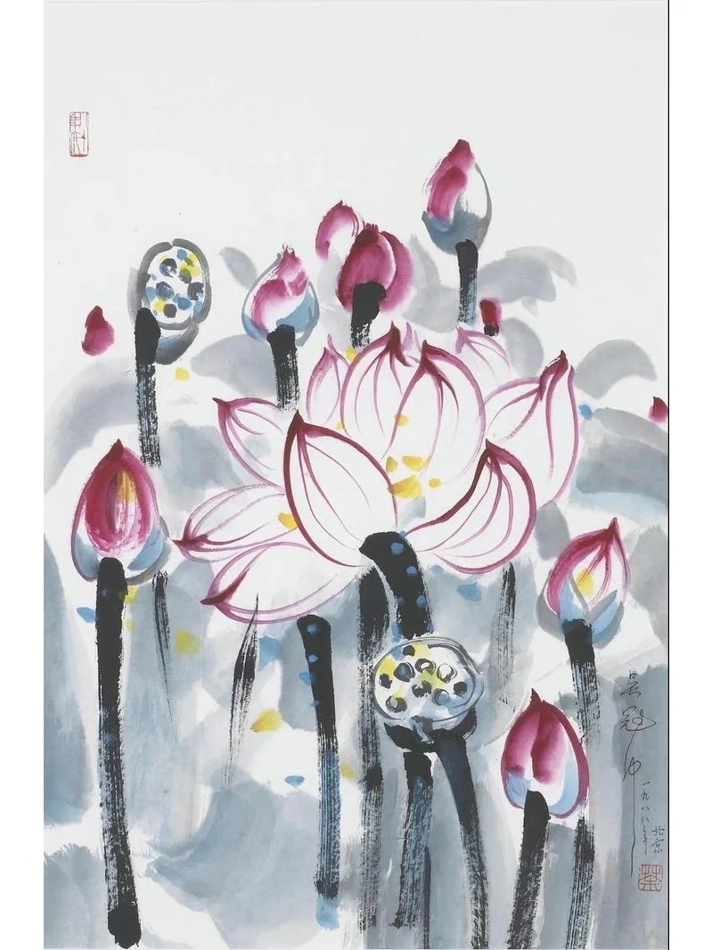 大师吴冠中笔下的写意荷花,柔美醉狂!