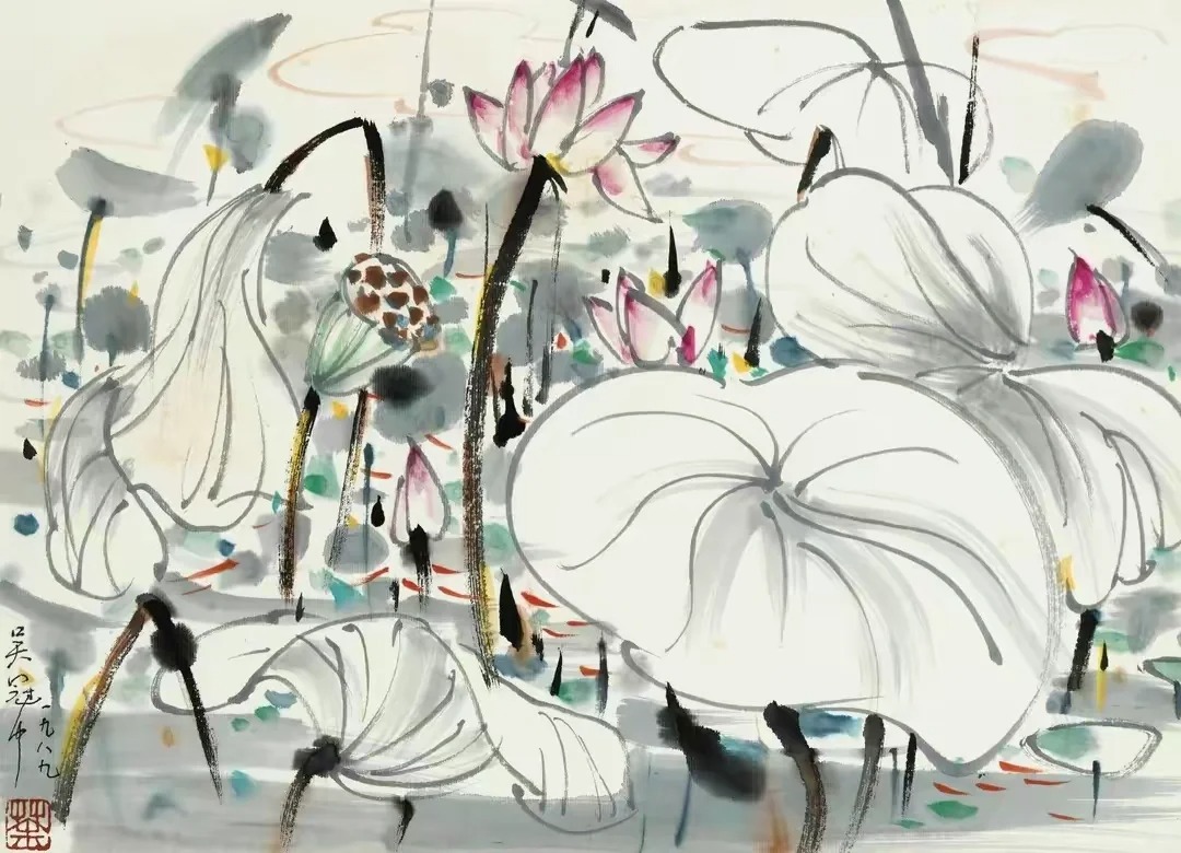 大师吴冠中笔下的写意荷花,柔美醉狂!