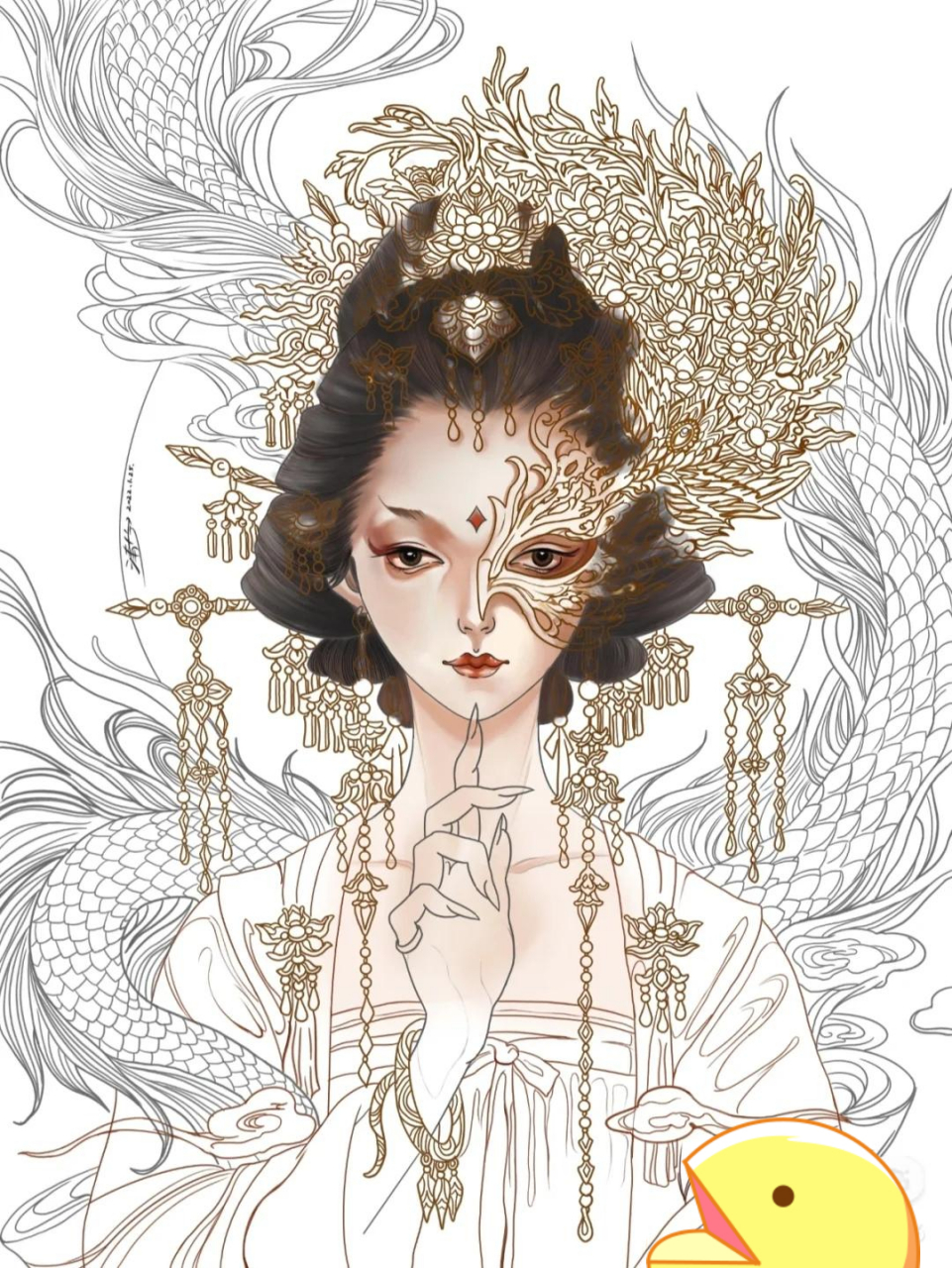 临摹古戈力大佬的半面妆 目前为止耗时最长,刻画最多的一张画 过程