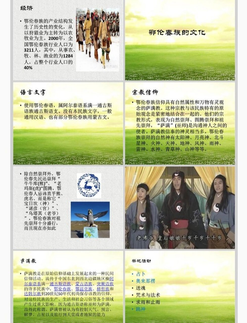 鄂伦春族文化介绍  "鄂伦春族是中国东北地区的一个古老民族,他们以