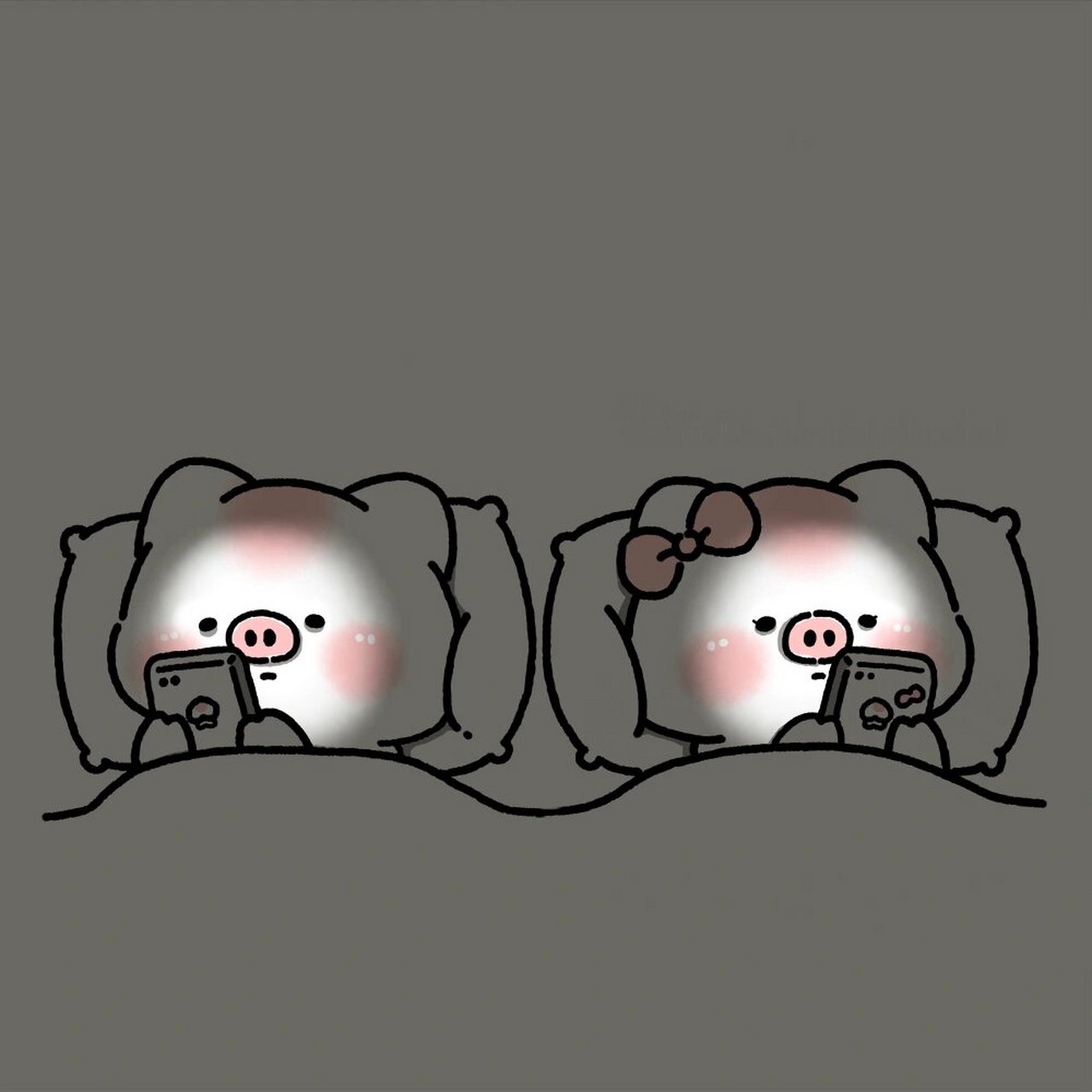 情侣头像 | 熬夜猪猪  我在熬夜守候,待到天明唤你一同醒来.