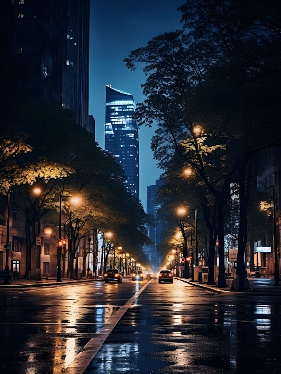 城市街道夜景  在这个时刻,城市仿佛换上了一副全新的面孔.