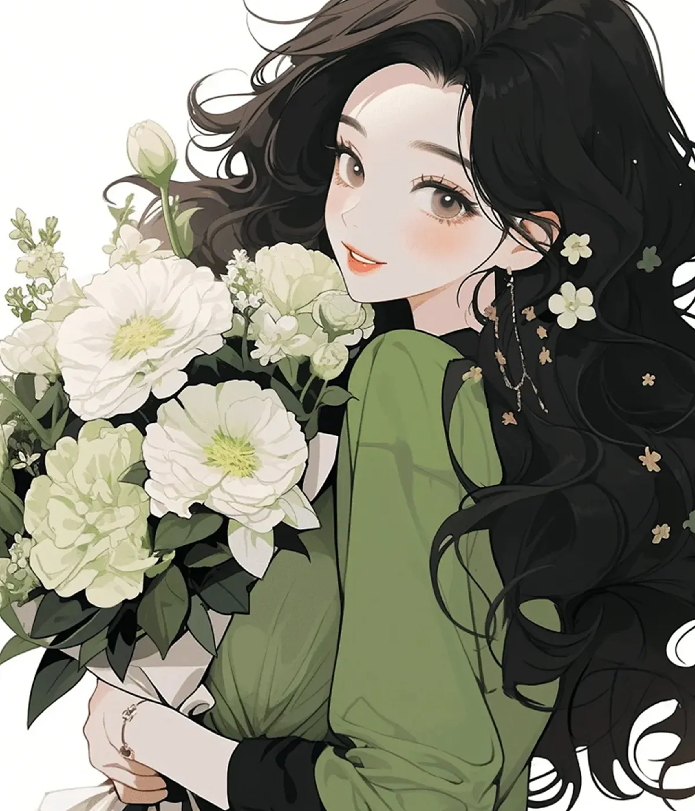 捧花女生绿色系头像 | 治愈.@捕捉一点阳光的动态