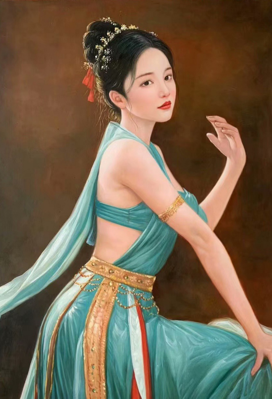 纯手绘油画～古风美人～性感妖娆～欣赏欣赏