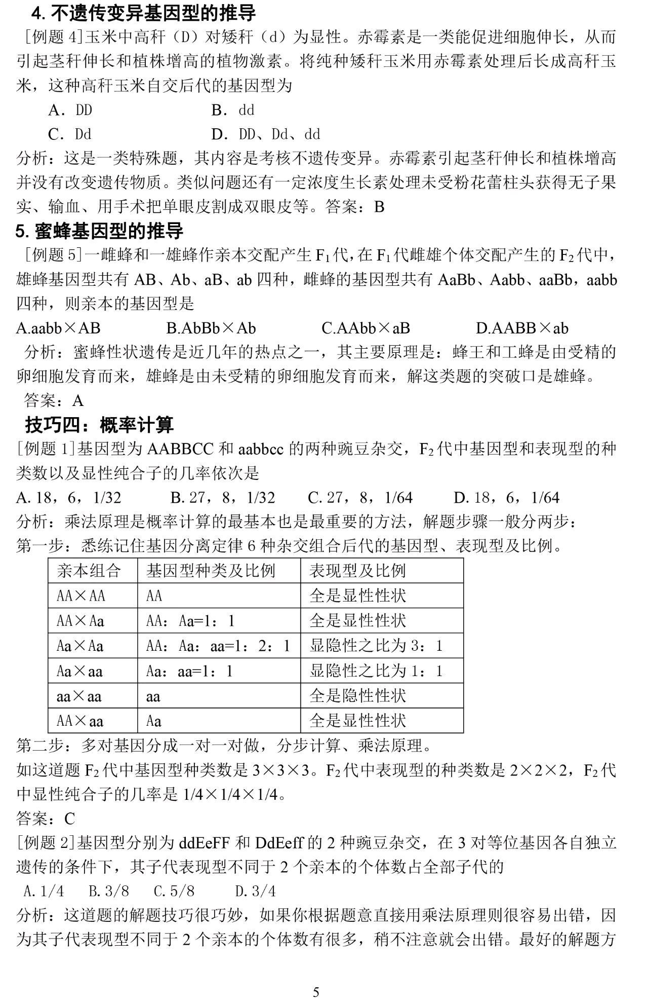 高中生物遗传规律题解题技巧!