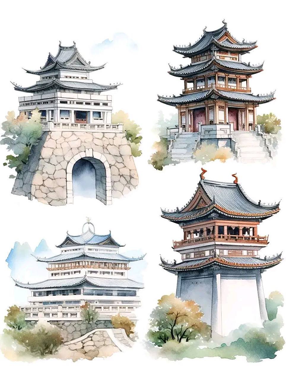 水彩 | 古建阁楼