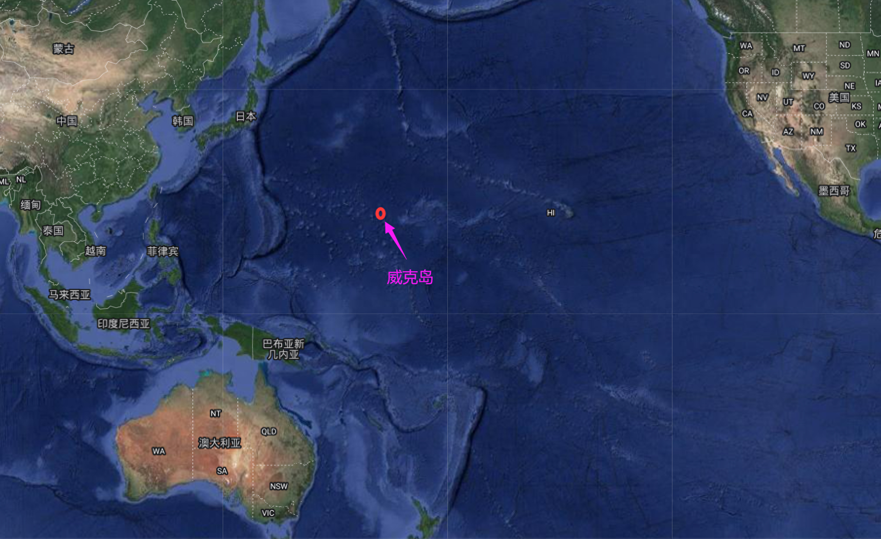 太平洋威克岛位置图片