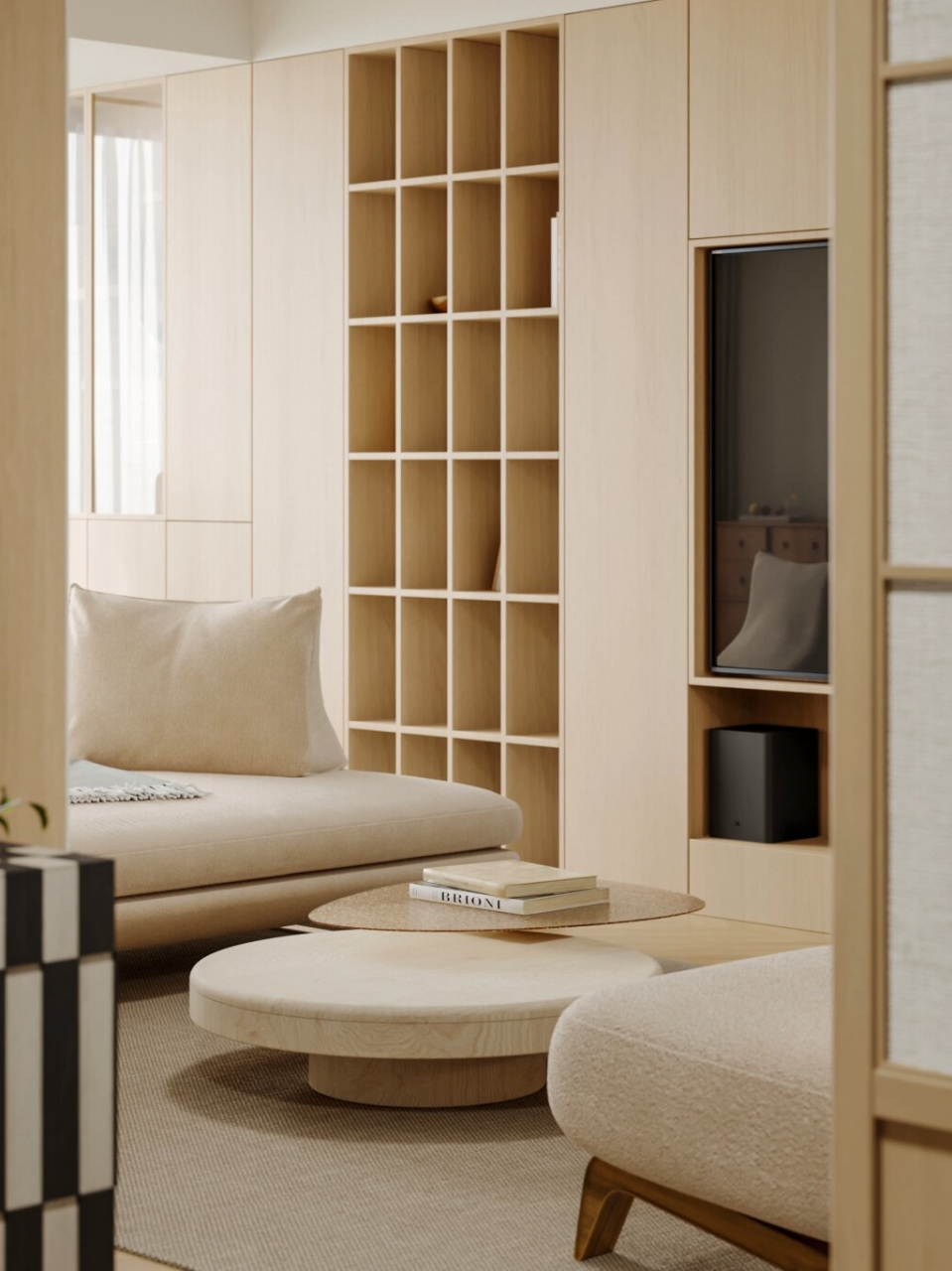 日式极简 温润木色极简主义  在设计之初,面对令人困扰的入户玄关布局