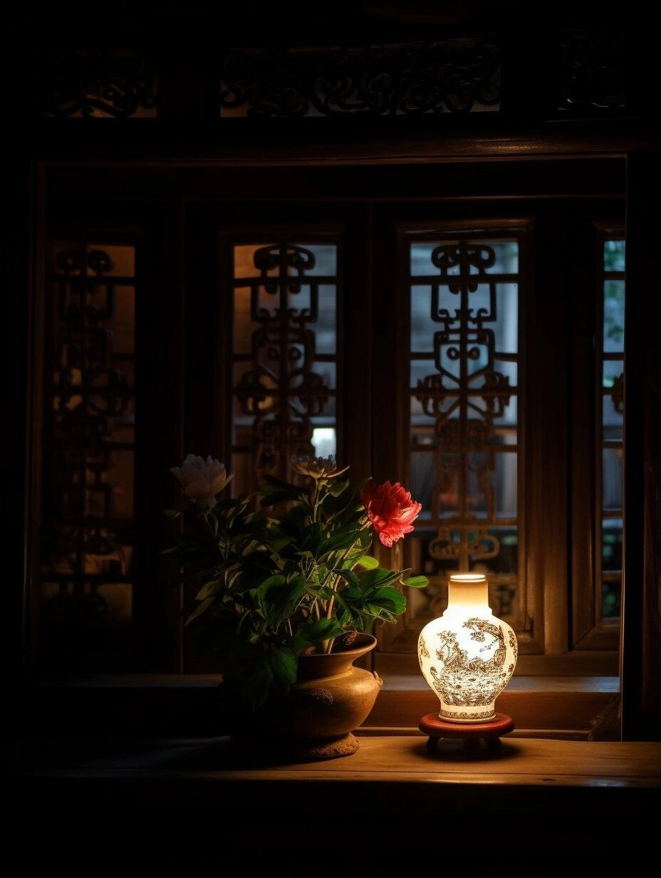 窗边古风  想象一下,一扇古色古香的窗子,轻轻推开,窗外的风景如画