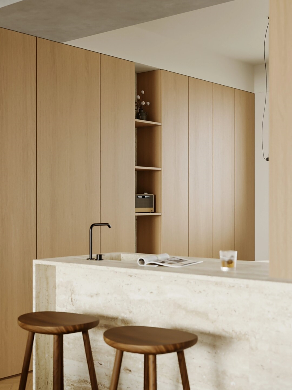 日式极简 温润木色极简主义  在设计之初,面对令人困扰的入户玄关布局