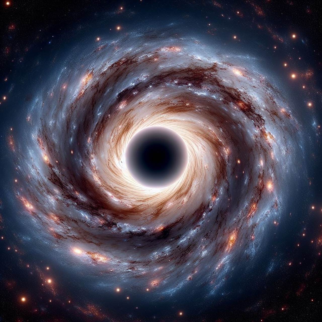 一个中心有一个超大质量黑洞的螺旋星系