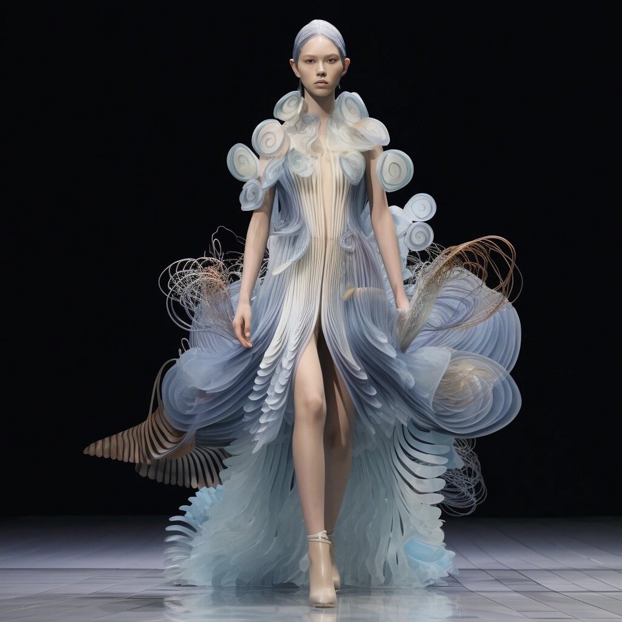 海洋服装设计秀场  一场充满海洋元素的服装设计秀在某时尚品牌总部