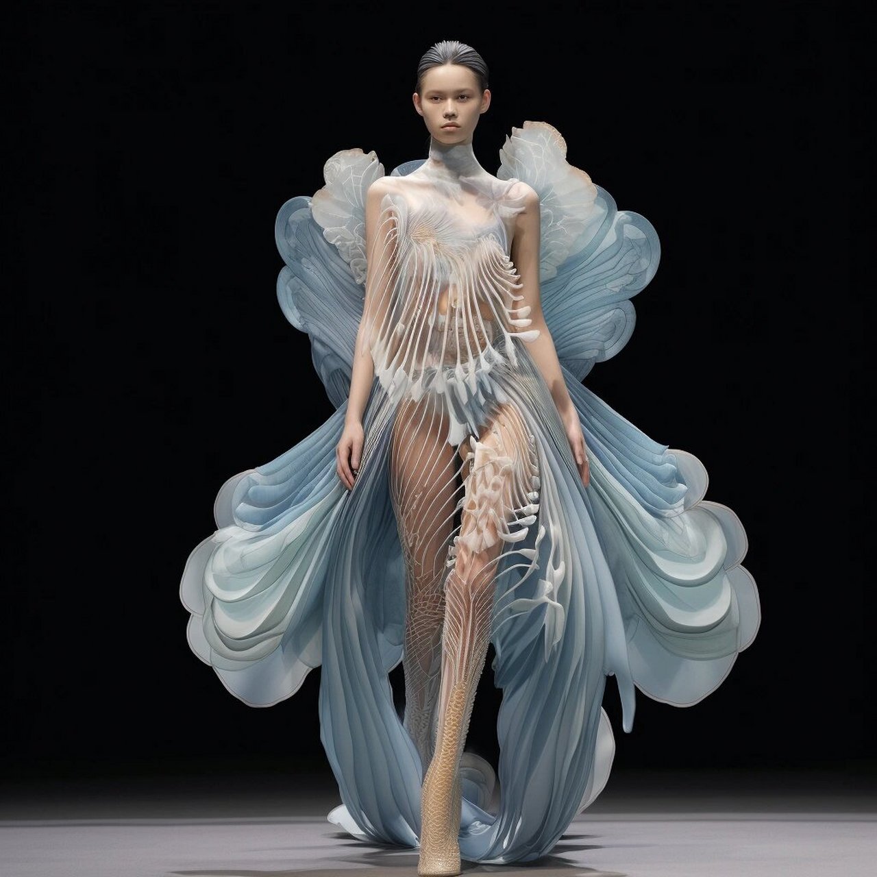 海洋服装设计秀场  一场充满海洋元素的服装设计秀在某时尚品牌总部