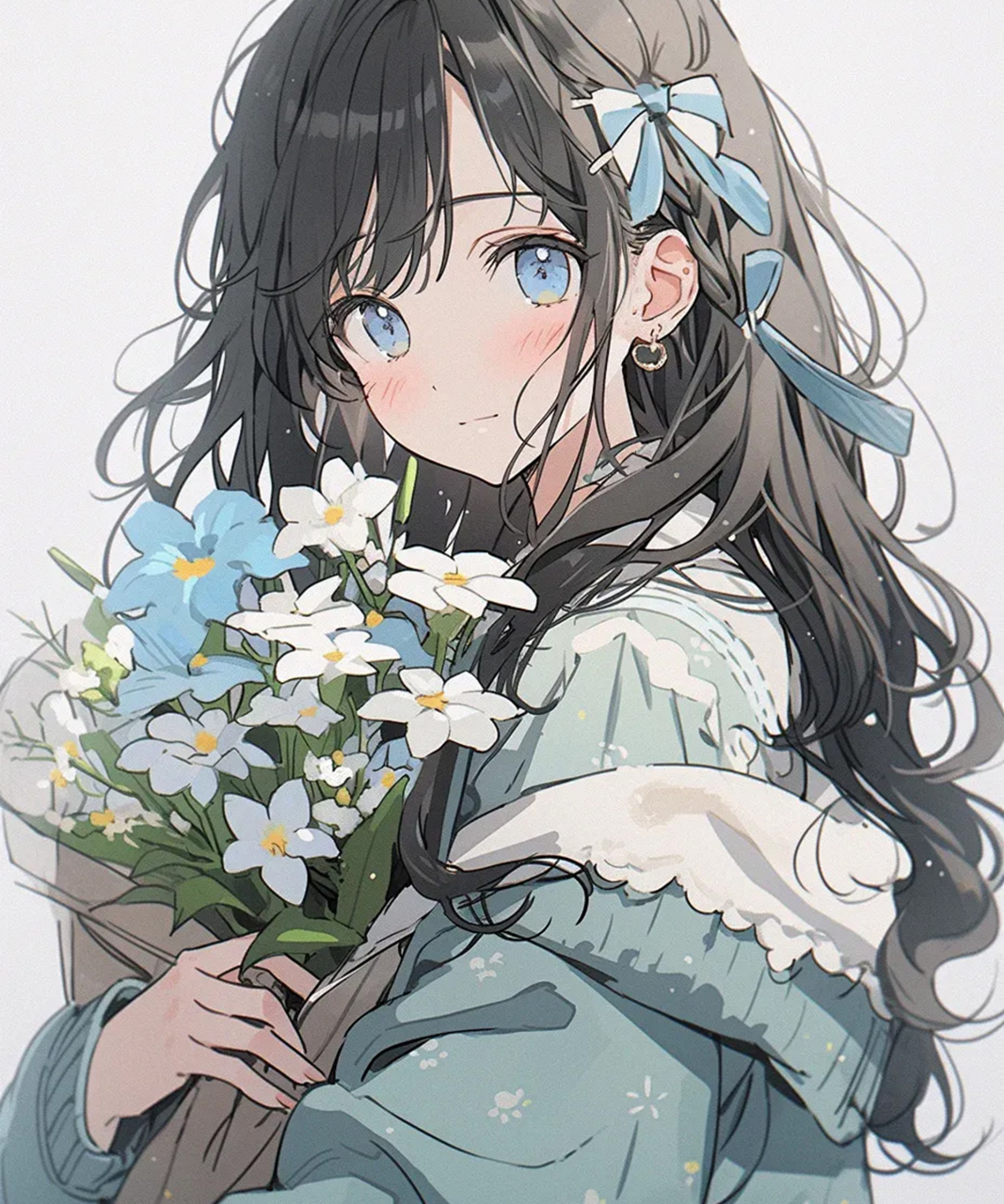 捧花少女头像 | 小雏菊女孩 | 治愈系超甜可爱动漫女生头像 [小红花]