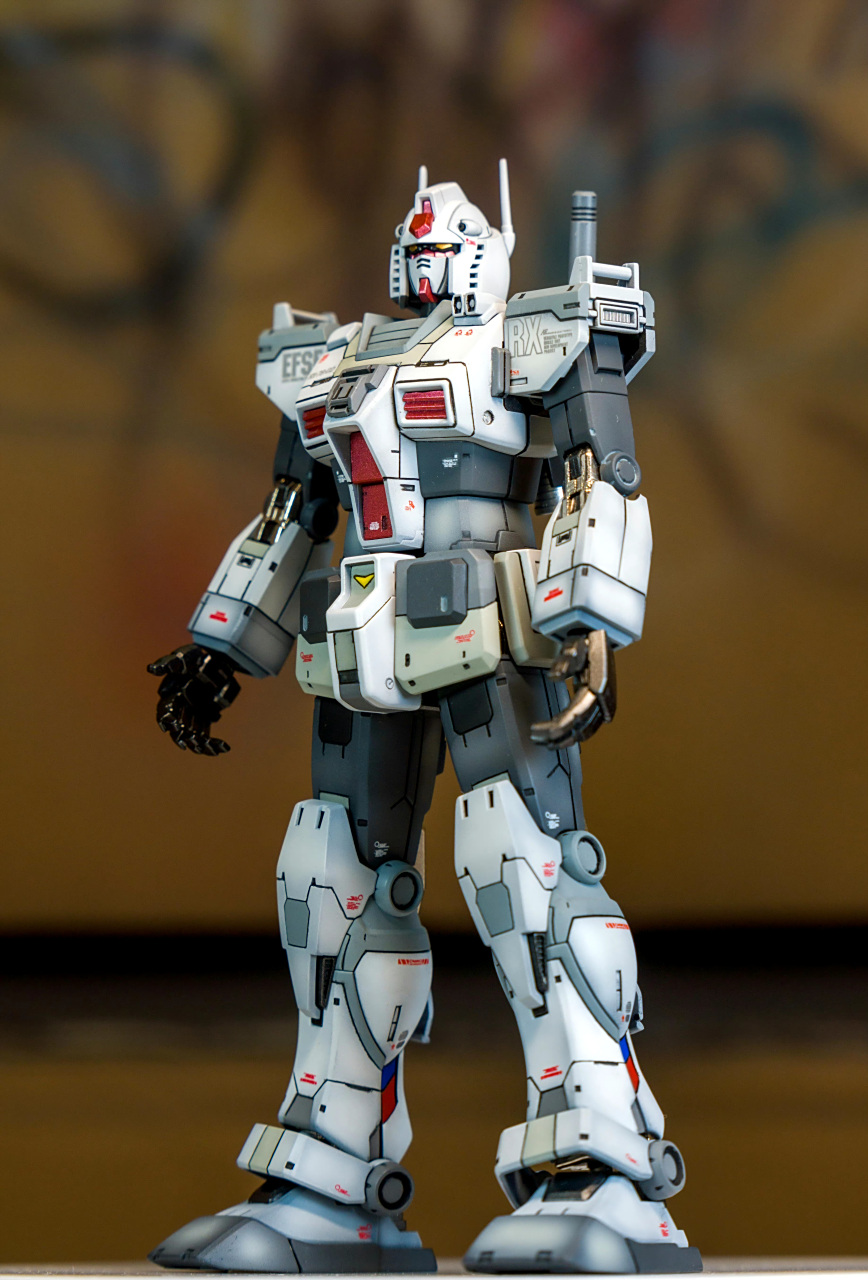 模型欣赏:机动战士高达0079 hg gto 元祖高达 出厂配色,头部天线与2号