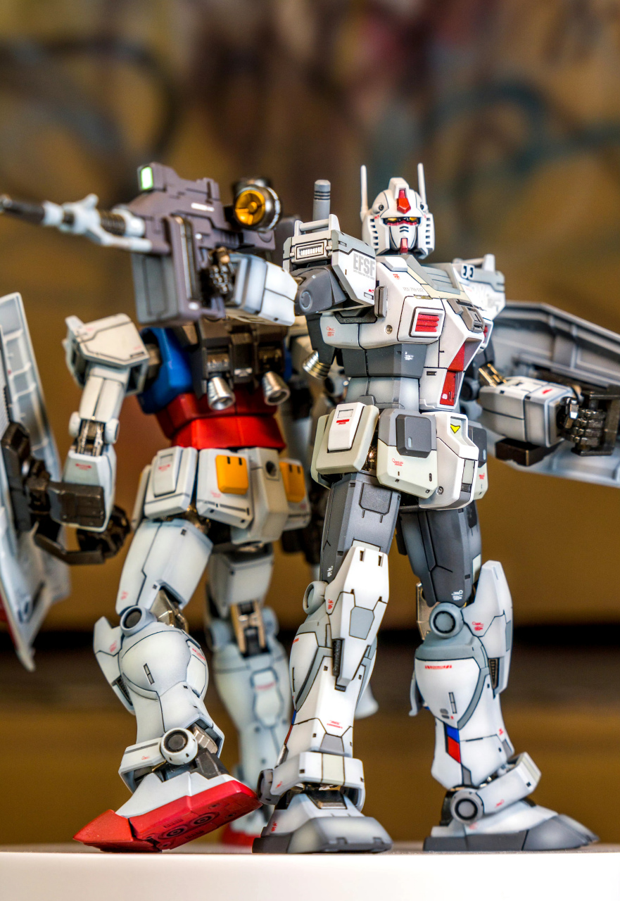 模型欣赏:机动战士高达0079 hg gto 元祖高达 出厂配色,头部天线与2号