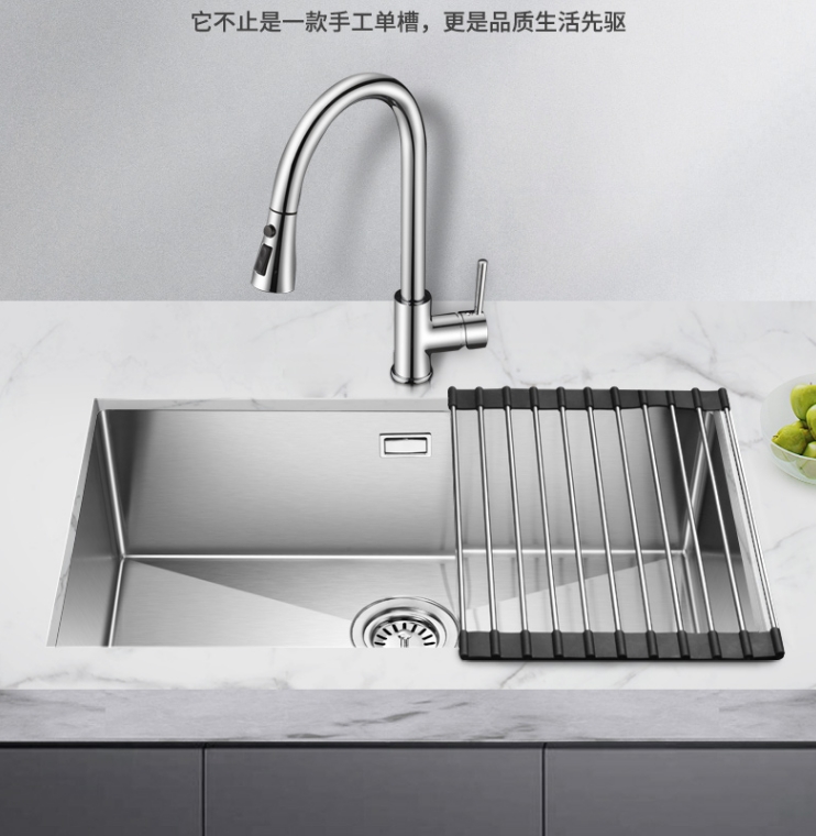 欧琳手工水槽单槽,加厚钢板,无缝焊接,水槽更整体又耐用