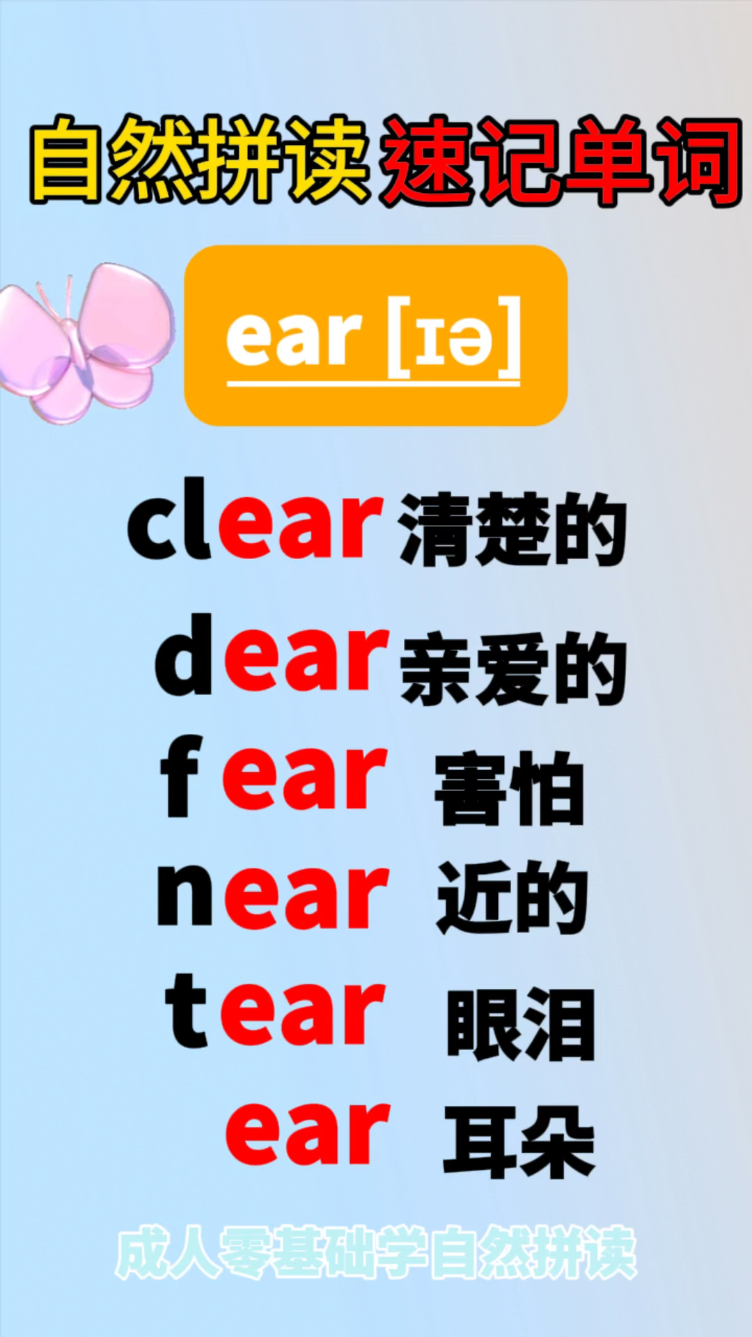 自然拼读速记单词ear组合发音