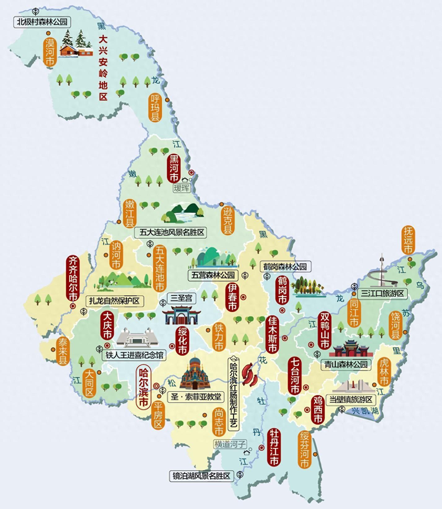 黑龙江省地图像什么,像天鹅,像梅花鹿,像恐龙,您认为呢