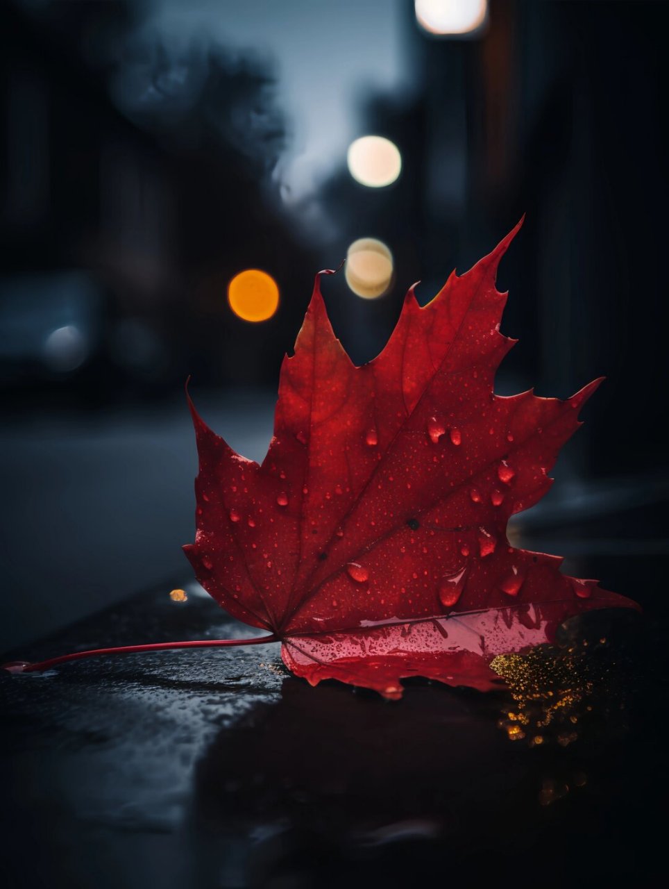 枫叶上的雨滴唯美图片图片