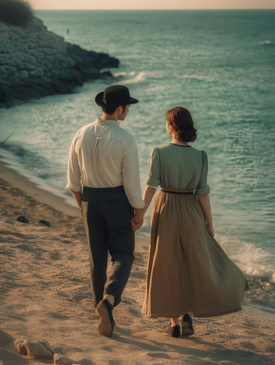 情侣海边散步大片  在海边漫步,感受海风的轻拂,听着海浪的轻唱.