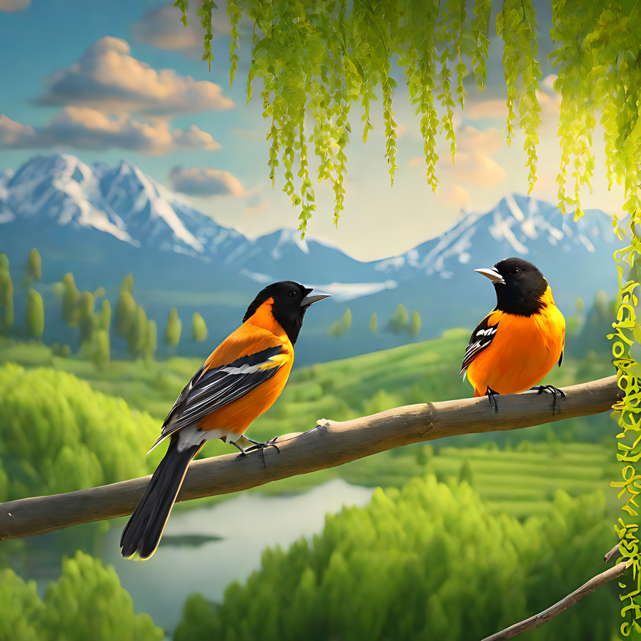 在春日的早晨,阳光普照,万物复苏,充满生机.