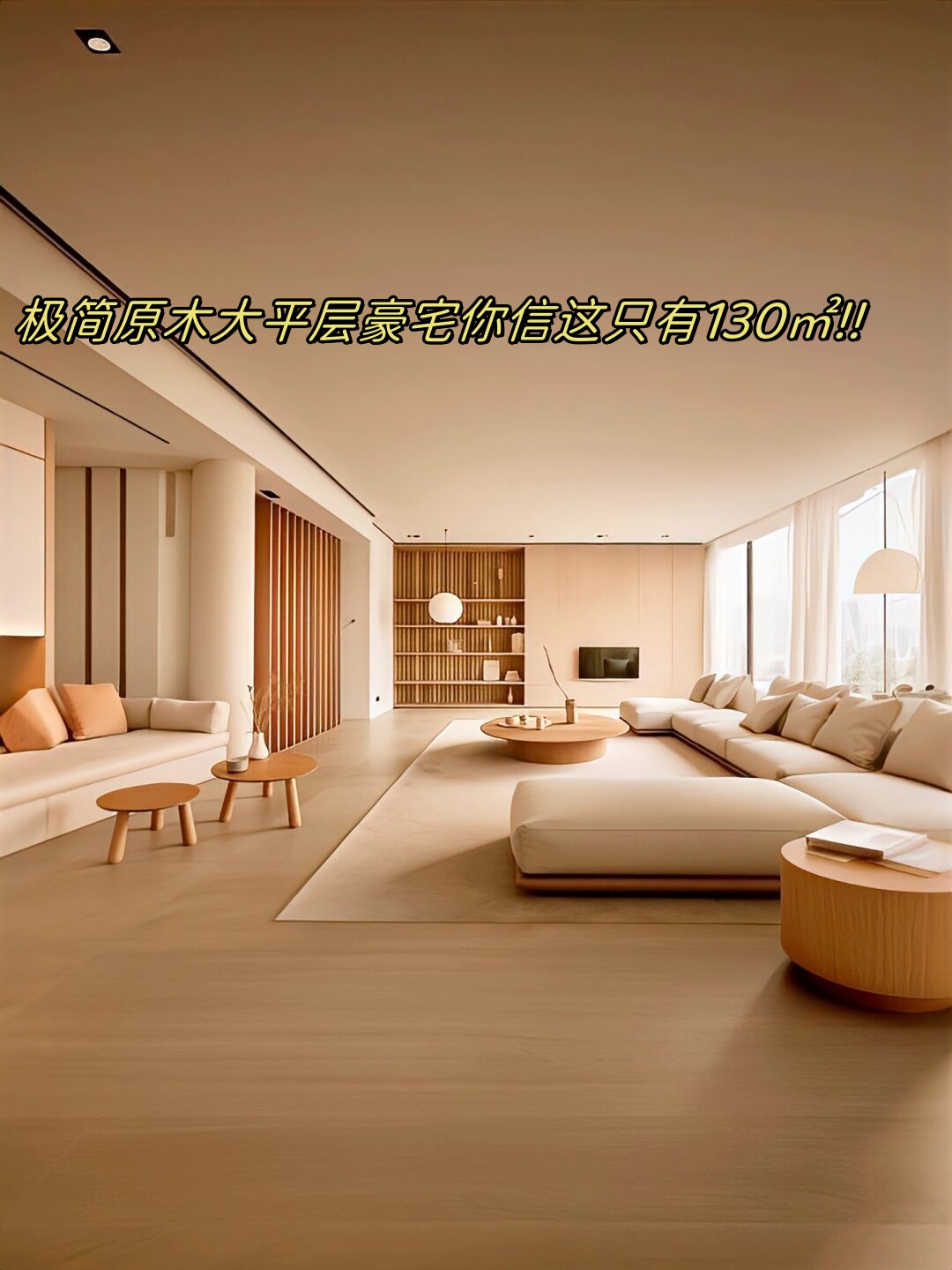 整个大平顶装修效果图天悦外滩样板房设计130平平顶效果原木吊平顶大