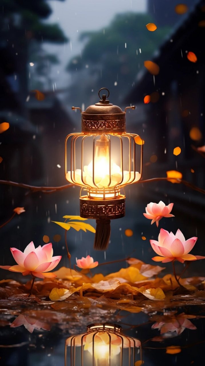 荷花灯像一位美丽的舞者,随风起舞  荷花灯犹如一位优雅的舞者,在风中