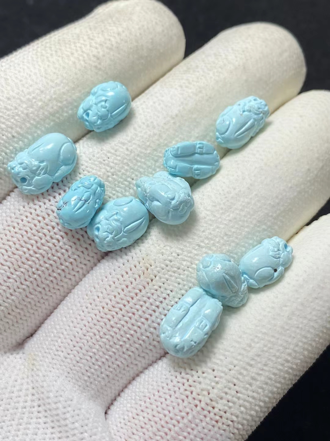 干干净净原矿绿松石小貔貅,好美