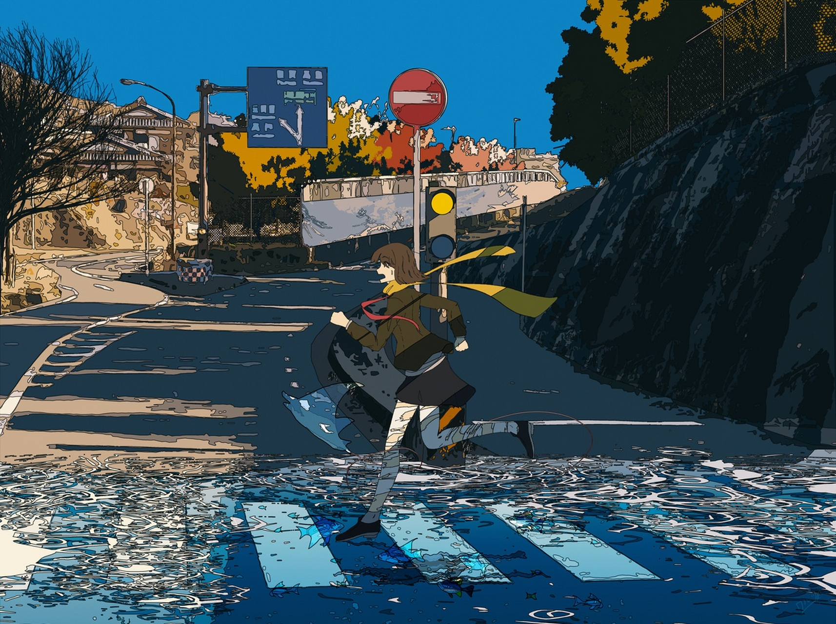 画师nothingblues动漫场景作品欣赏,用梦幻般的色彩描绘了绮丽的景色