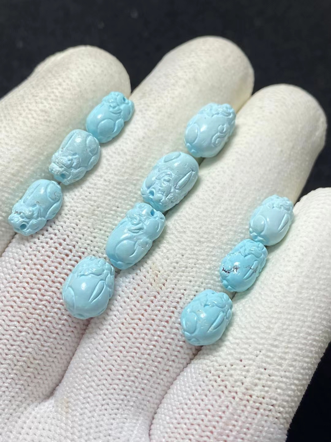 干干净净原矿绿松石小貔貅,好美