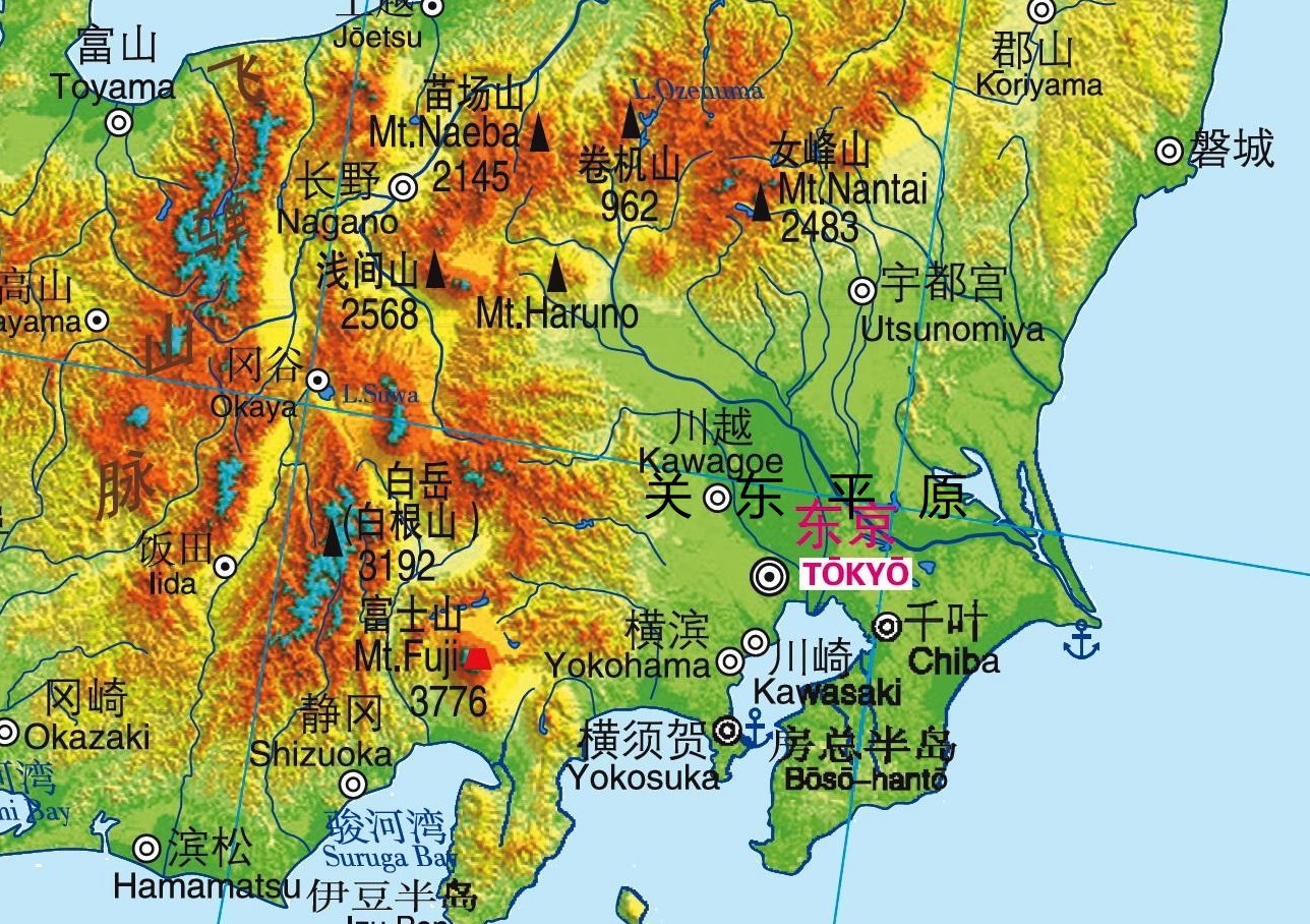 日本本州岛面积最大的三个平原:关东平原,大阪平原和浓尾平原