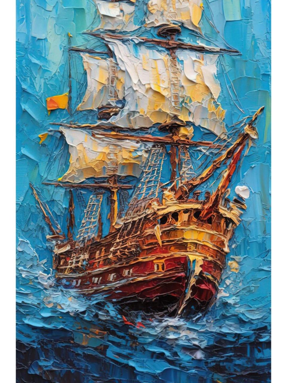 海盗船 水彩蜡笔  海盗船与水彩蜡笔的完美结合,创作出别具一格的海盗