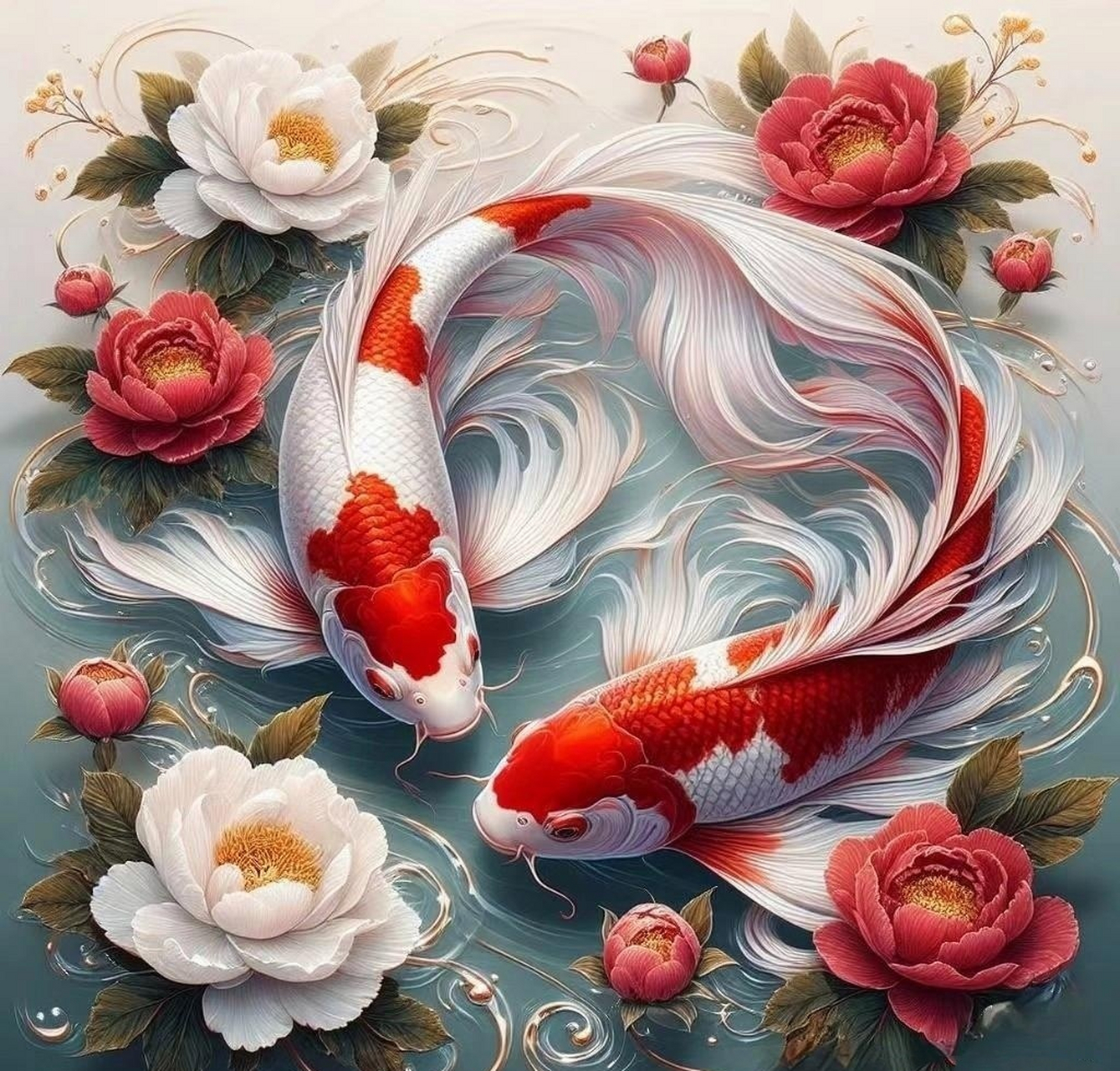 好运连连锦鲤背景图~  "年年有鱼增富贵·岁岁平安添吉祥!