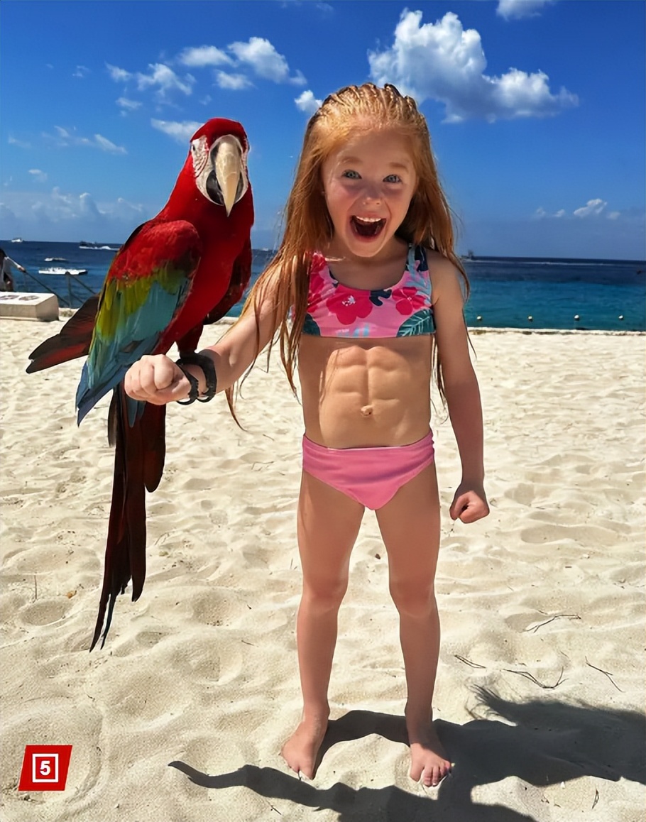 7岁女孩拥有6块结实腹肌,健美运动员都自愧不如!可能和基因有关