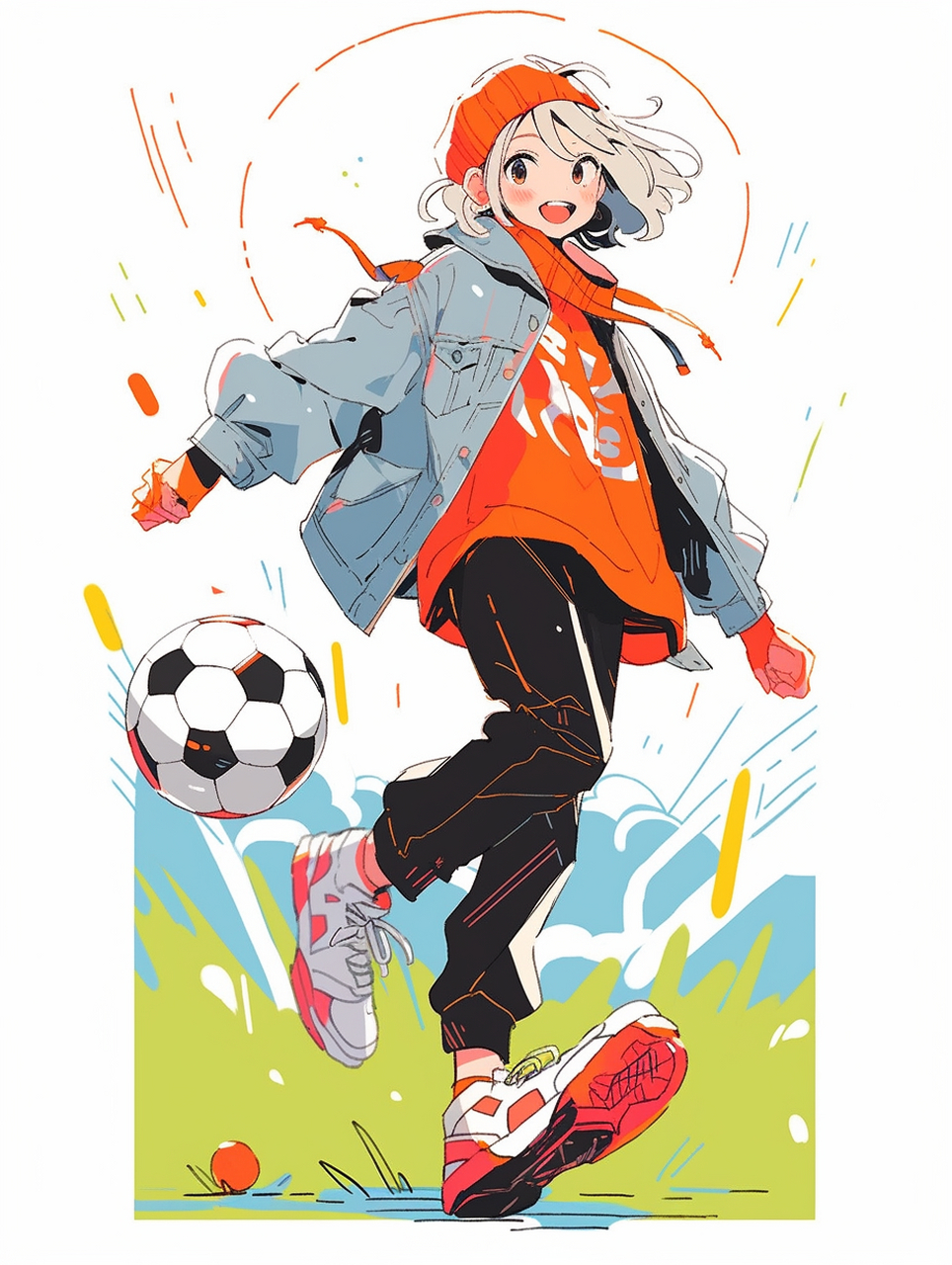 【插画】会踢足球的女生超酷的,大学选修课  拥有自己的个性和魅力