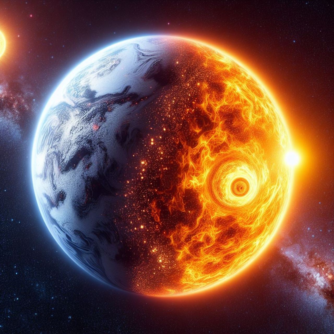 像熔炉一样炽热,一面面对它的恒星,另一面在永恒的黑暗中