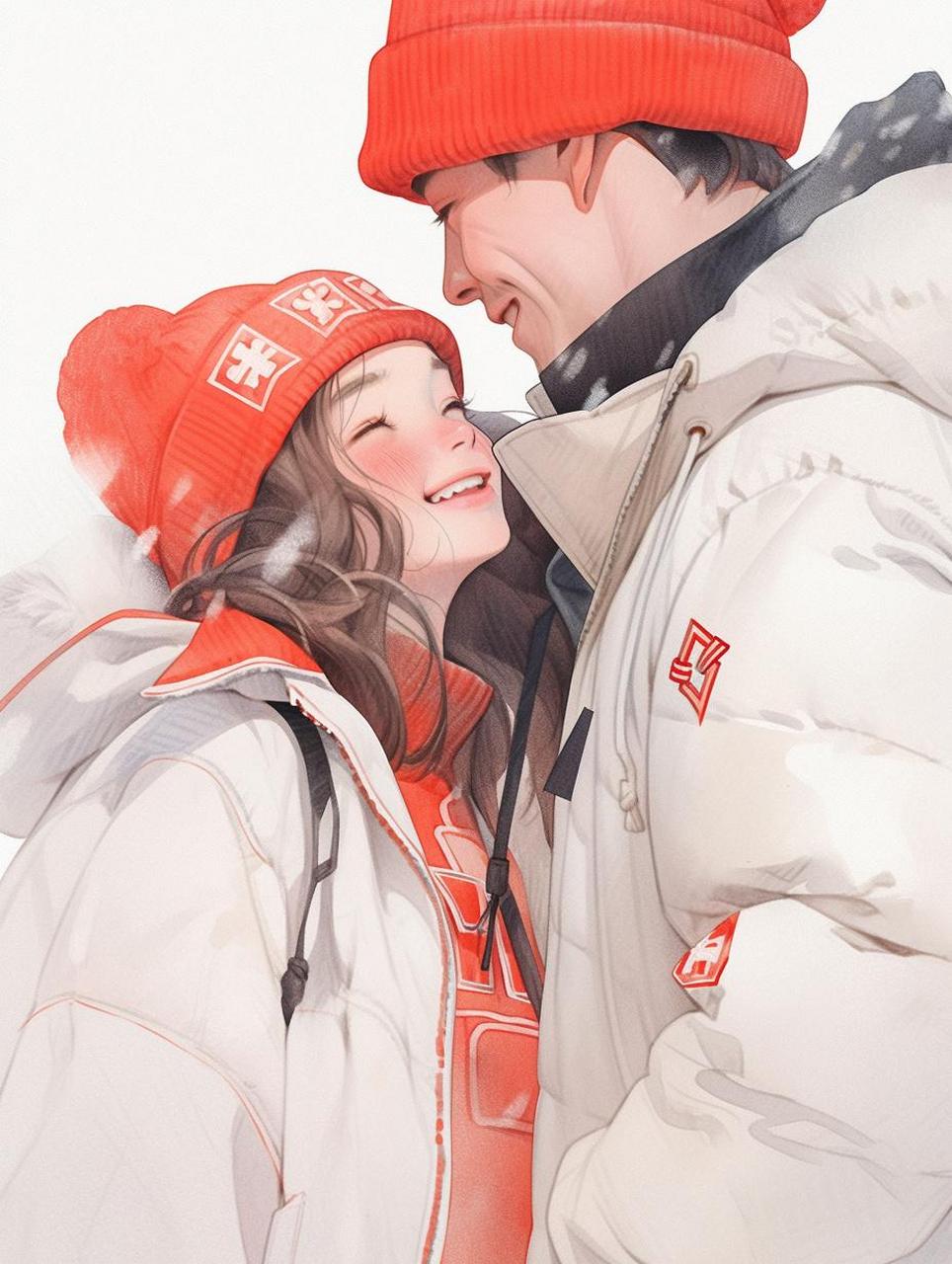 相拥圣诞节|情侣插画  今天我带着满满的喜悦和祝福来与你们共度这个