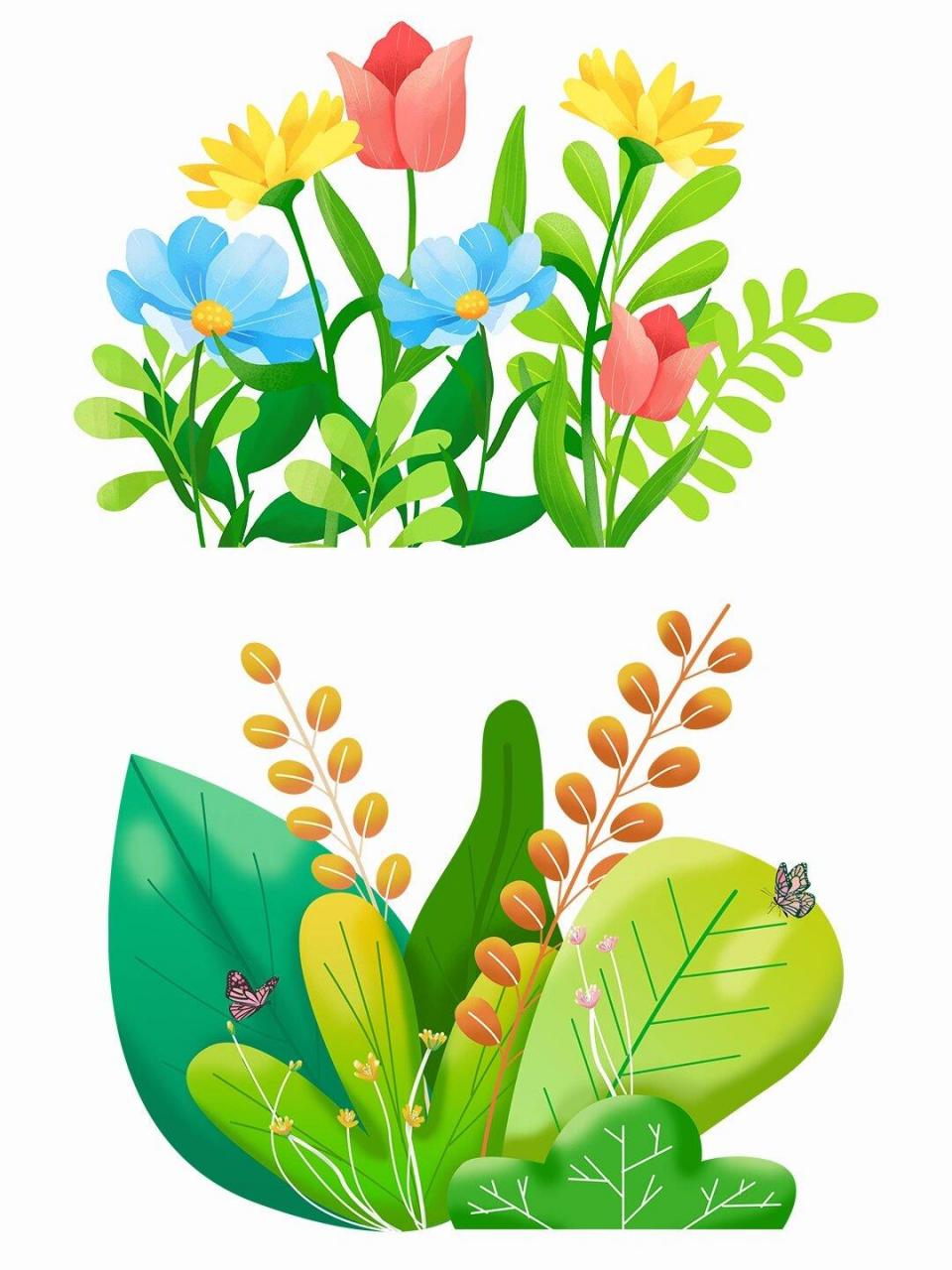 94花丛花朵卡通免抠素材分享94  哎呀,我真的太喜欢这组精选的超