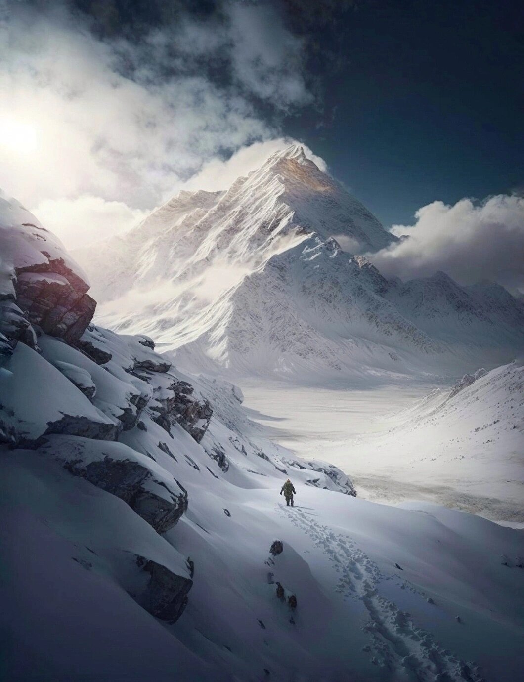 站在雪山脚下,抬头仰望,只见白雪皑皑的山峰直插云霄,仿佛是通往天堂