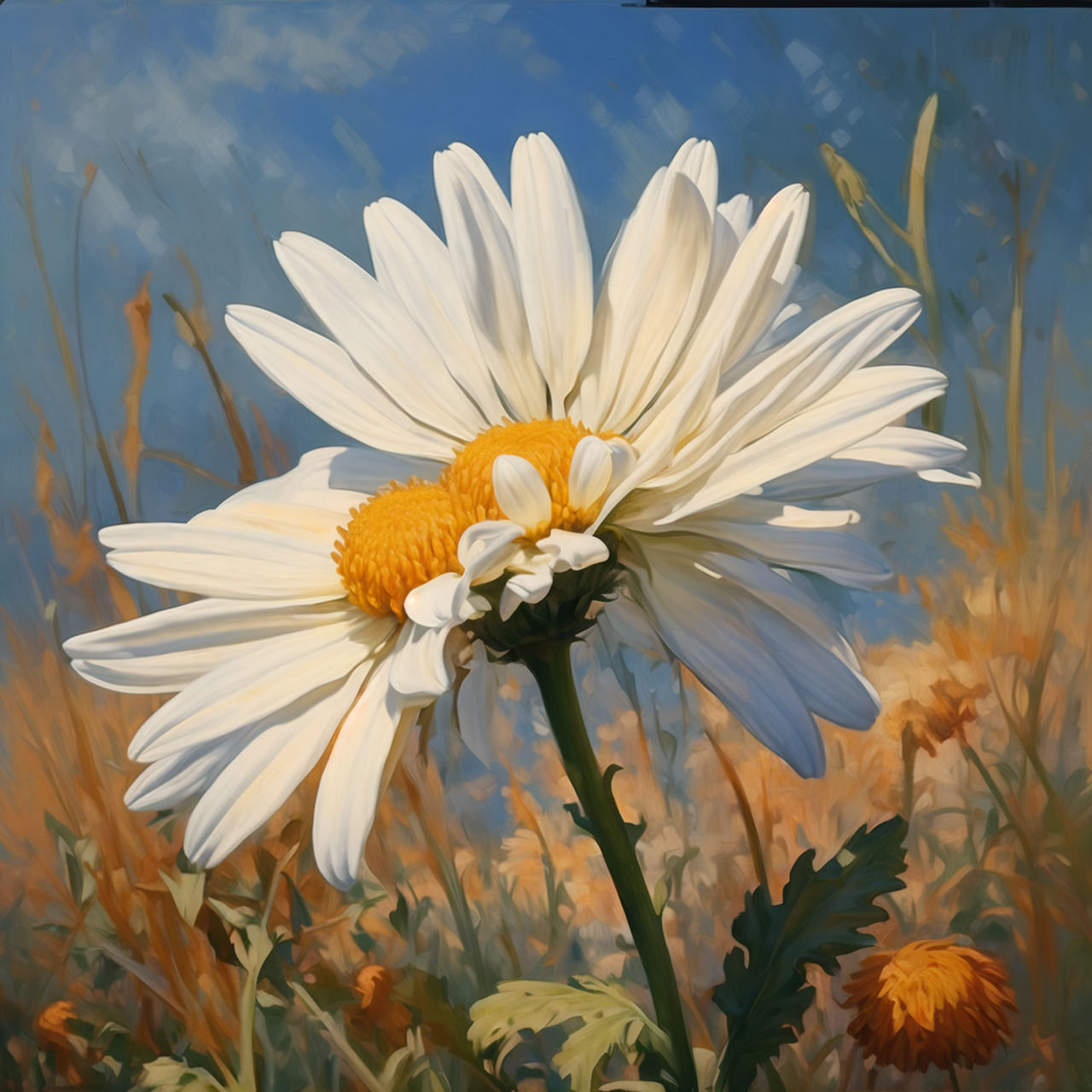 雏菊的头像图片   一朵娇小的雏菊正悄然绽放, 它的花瓣洁白如雪,中间