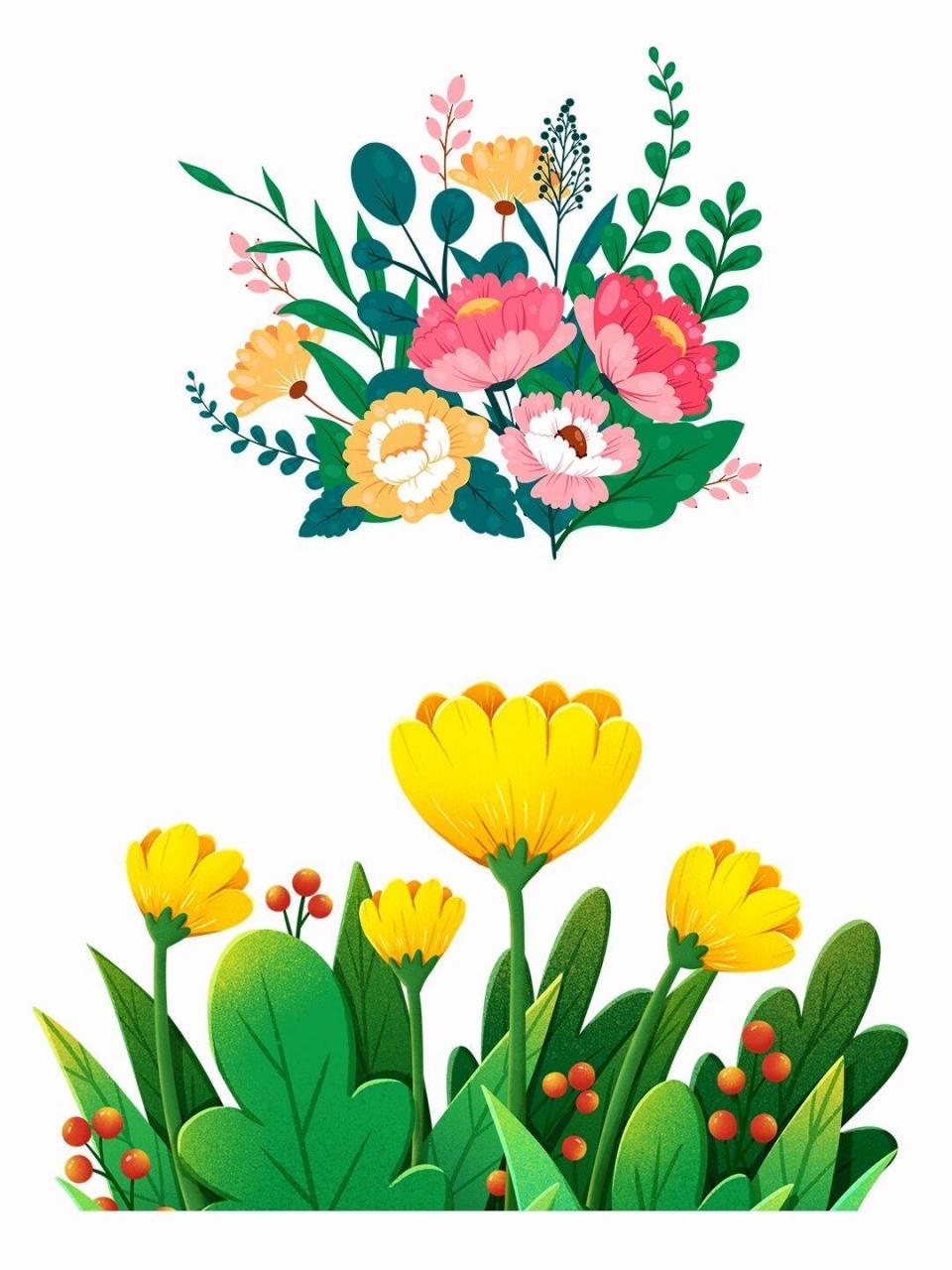 哎呀,我真的太喜欢这组精选的超可爱的卡通花丛花朵素材了!