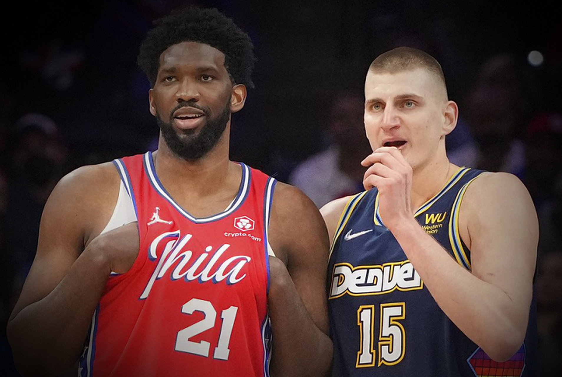 费城76人队主场迎战丹佛掘金队,大帝与约基奇两大mvp中锋正面对话.